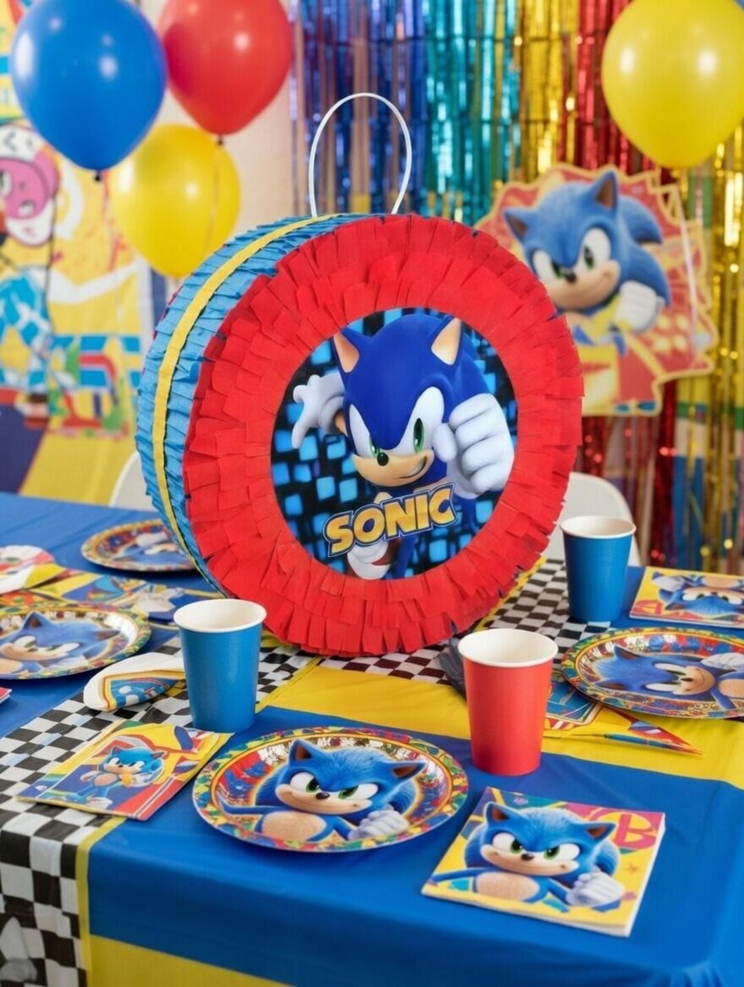 Piñata Sonic Prime 28x33cm - Décoration Anniversaire Enfant à Remplir De Friandises Et Jouets