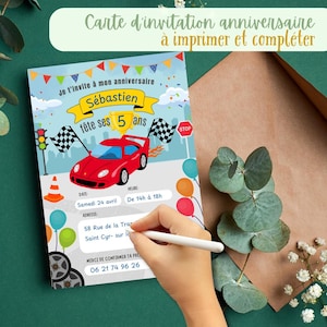 Autogeburtstagseinladung zum Downloaden, Ausdrucken und selbst mit dem Stift ausfüllen. Autoankündigung zum Kindergeburtstag.