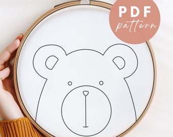 Big Brown Bear Punch Needle Pattern: Beginner Needlework Design (PDF Pattern)