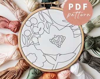 Blossomed Botanics Punch Needle Pattern - Punch Needle PDF Pattern for Beginners - Instant Download Punch Needle Design - Needlework Pattern