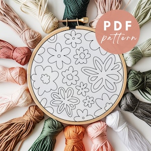 Flower Field Punch Needle Pattern - Punch Needle PDF Pattern for Beginners - Instant Download Punch Needle Design - Needlework Pattern