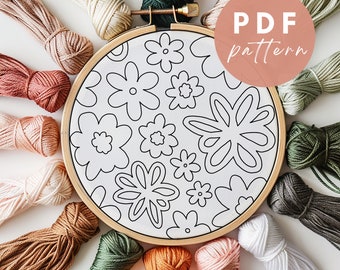 Flower Field Punch Needle Pattern: Beginner Needlework Design (PDF Pattern)
