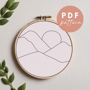 Sunset Mountain Punch Needle Pattern - Punch Needle PDF Pattern for Beginners - Instant Download Punch Needle Design - Needlework Pattern