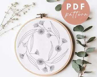 Eucalyptus Leaves - Embroidery PDF Pattern for Beginners - Instant Download Embroidery Design