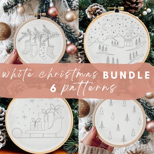 Christmas Embroidery Pattern Bundle: 6 Winter Designs (PDF Download)