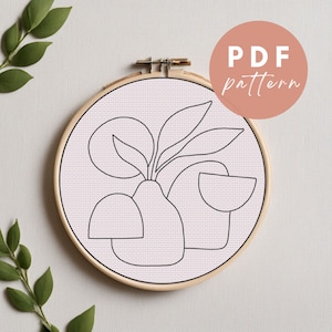 Abstract Vases Punch Needle Pattern - Punch Needle PDF Pattern for Beginners - Instant Download Punch Needle Design - Needlework Pattern