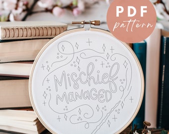 Mischief Managed - Embroidery PDF Pattern for Beginners - Instant Download Embroidery Design