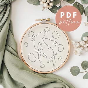 Koi Pond Punch Needle Pattern - Punch Needle PDF Pattern for Beginners - Instant Download Punch Needle Design - Needlework Pattern