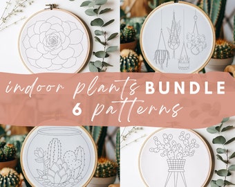 Indoor Plants Embroidery Patterns: Beginner Mini Bundle (PDF Download)