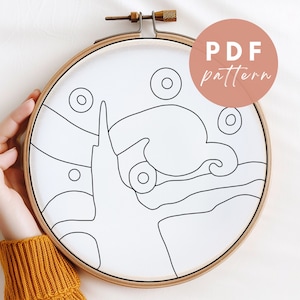 A Starry Night Punch Needle Pattern - Punch Needle PDF Pattern for Beginners - Instant Download Punch Needle Design - Needlework Pattern