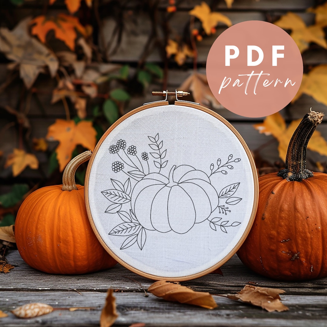 Autumn Pumpkin - Embroidery PDF Pattern for Beginners - Instant ...