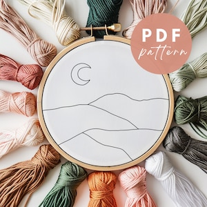 Desert Moon Punch Needle Pattern - Punch Needle PDF Pattern for Beginners - Instant Download Punch Needle Design - Needlework Pattern