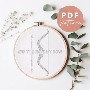 Legolas Bow - Embroidery PDF Pattern for Beginners - Instant Download Embroidery Design
