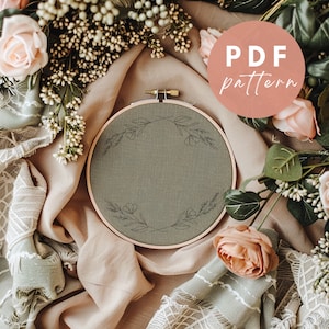 Corona rústica de flores silvestres - Patrón PDF de bordado para principiantes - Diseño de bordado de descarga instantánea
