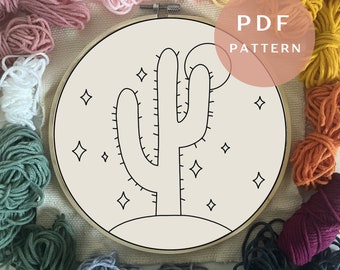 Desert Cactus - Punch Needle PDF Pattern for Beginners - Instant Download Punch Needle Design