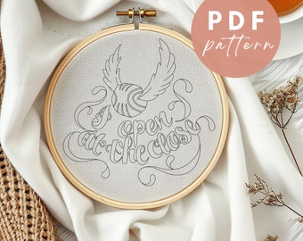 Flying Golden Snitch - Embroidery PDF Pattern for Beginners - Instant Download Embroidery Design - Wizard Embroidery - Fantasy Embroidery