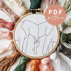 Modèle de broderie perforatrice Elephant Lovers : conception de couture pour débutants (Modèle PDF)