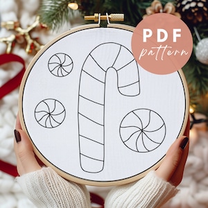 Candy Cane Punch Needle Pattern - Punch Needle PDF Pattern for Beginners - Instant Download Punch Needle Design - Needlework Pattern