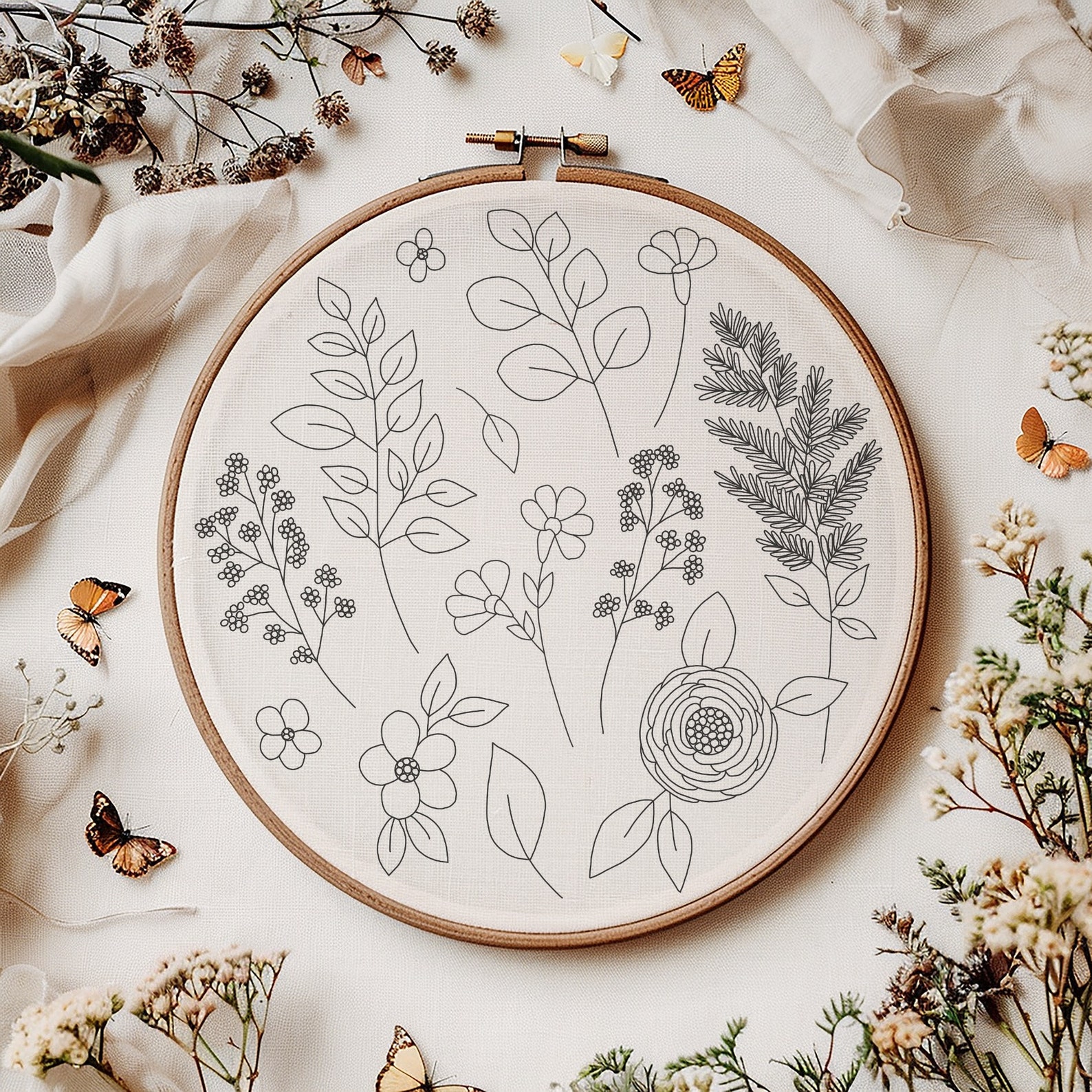 Woodland Wildflowers - Embroidery PDF Pattern for Beginners - Instant ...