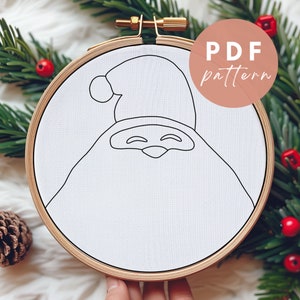 Santa Claus Punch Needle Pattern - Punch Needle PDF Pattern for Beginners - Instant Download Punch Needle Design - Needlework Pattern