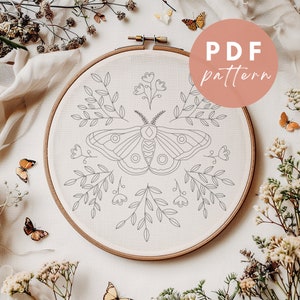 Mystical Moth - Embroidery PDF Pattern for Beginners