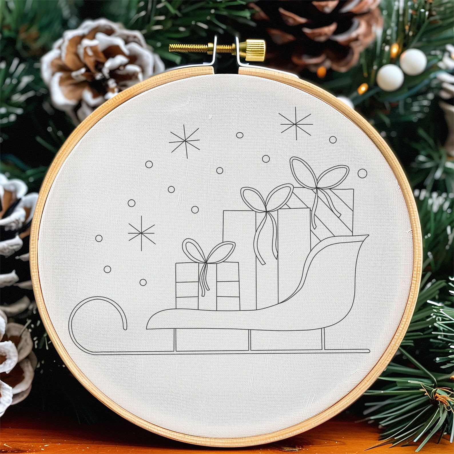 Santas Sleigh - Embroidery PDF Pattern for Beginners - Instant Download ...