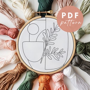 Abstract Pot Plant Punch Needle Pattern - Punch Needle PDF Pattern for Beginners - Instant Download Punch Needle Design - Needlework Pattern