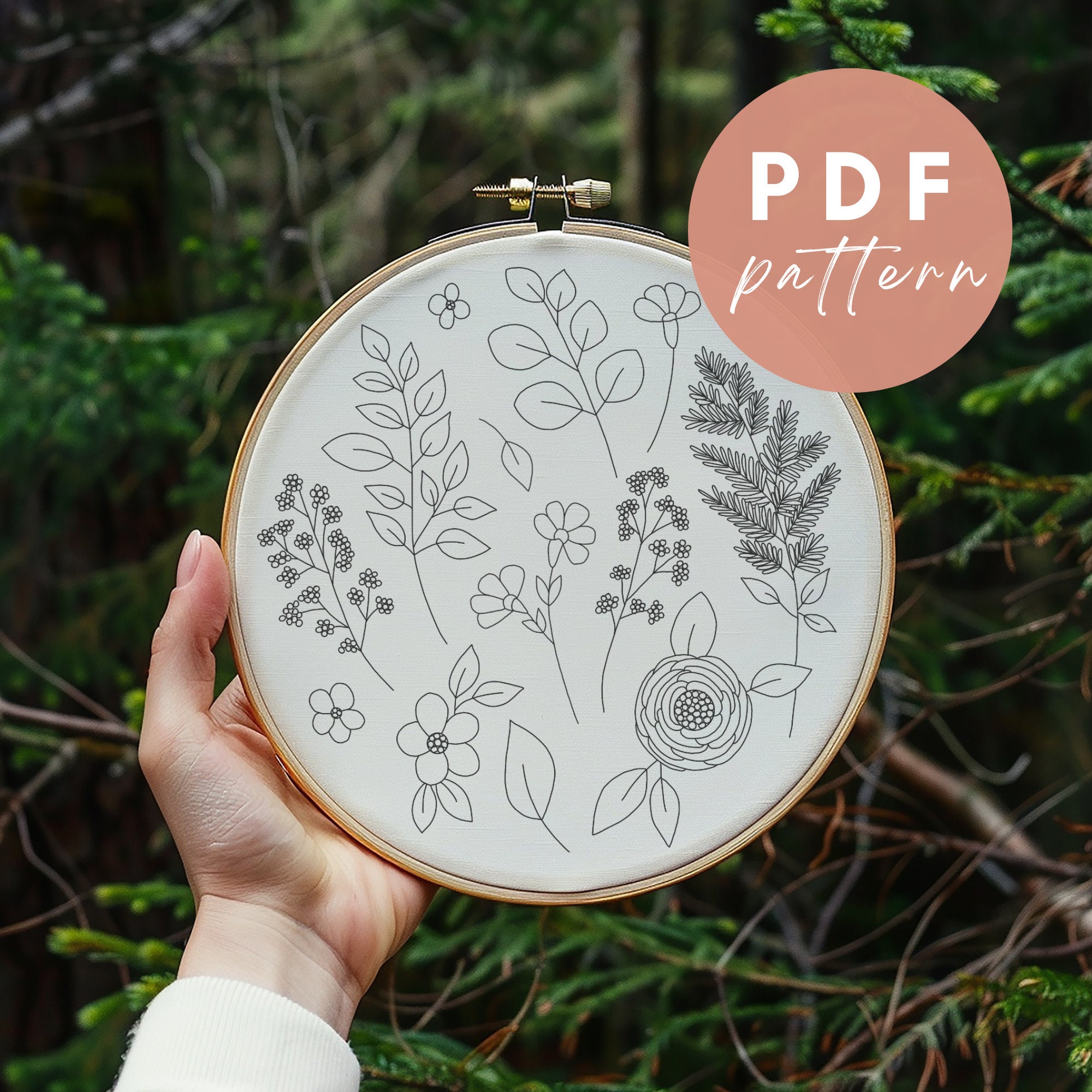 Woodland Wildflowers - Embroidery PDF Pattern for Beginners - Instant ...