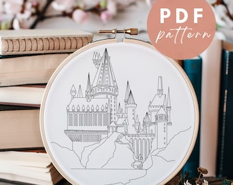 Wizard School Embroidery Pattern: Beginner Needlework Design (PDF Pattern)