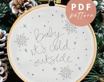 Baby It's Cold Outside - Embroidery PDF Pattern for Beginners - Instant Download Embroidery Design