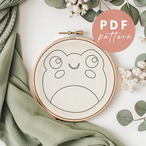 Friendly Frog Punch Needle Pattern - Punch Needle PDF Pattern for Beginners - Instant Download Punch Needle Design - Needlework Pattern