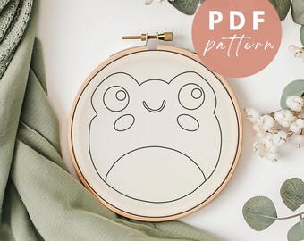 Friendly Frog Punch Needle Pattern: Beginner Needlework Design (PDF Pattern)