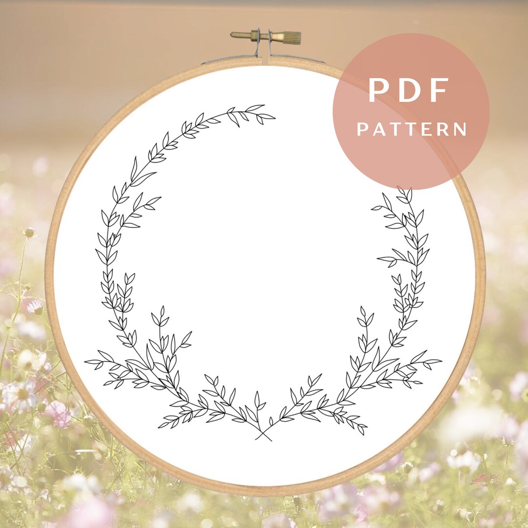 Little Leaves Wreath Embroidery PDF Pattern for Beginners Instant ...
