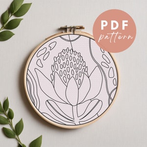 Abstract Waratah Punch Needle Pattern - Punch Needle PDF Pattern for Beginners - Instant Download Punch Needle Design - Needlework Pattern