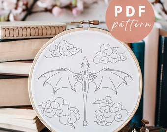 Tairn and Andarna Embroidery Pattern: Beginner Needlework Design (PDF Pattern)