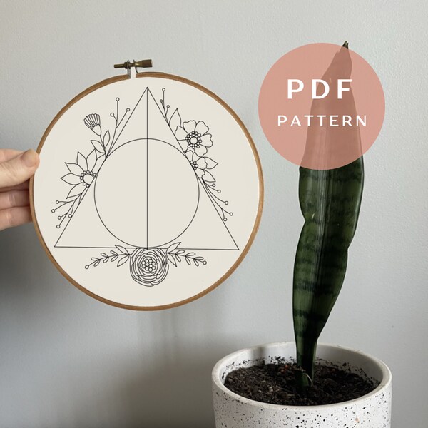 The Deathly Hallows - Embroidery PDF Pattern for Beginners - Instant Download Embroidery Design