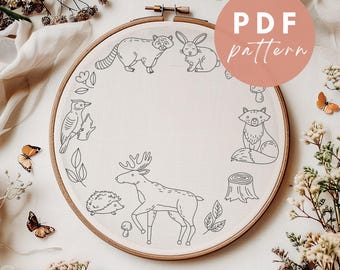 Woodland Friends Embroidery Pattern: Beginner DIY Nursery Decor (PDF Pattern)