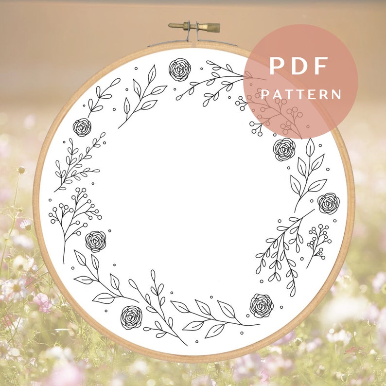 Rose Wedding Wreath Embroidery PDF Pattern for Beginners Instant ...