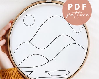 Japanese Mountains Punch Needle Pattern: Beginner Needlework Design (PDF Pattern)