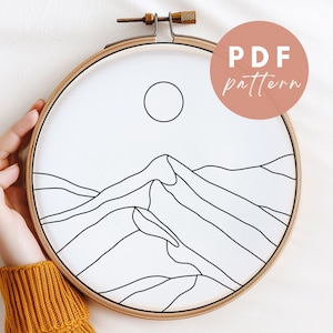Mountain Sunrise Punch Needle Pattern - Punch Needle PDF Pattern for Beginners - Instant Download Punch Needle Design - Needlework Pattern