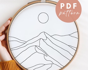 Mountain Sunrise Punch Needle Pattern: Beginner Needlework Design (PDF Pattern)