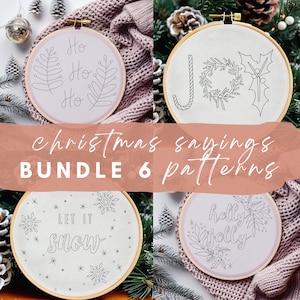 Christmas Sayings Embroidery: Beginner PDF Patterns, Mini Bundle (Digital Download)