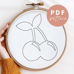 Cherry Stem Punch Needle Pattern - Punch Needle PDF Pattern for Beginners - Instant Download Punch Needle Design - Needlework Pattern