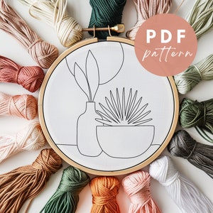 Indoor Pot Plants Punch Needle Pattern - Punch Needle PDF Pattern for Beginners - Instant Download Punch Needle Design - Needlework Pattern