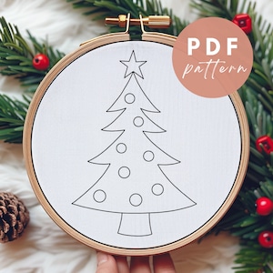 Christmas Tree Punch Needle Pattern - Punch Needle PDF Pattern for Beginners - Instant Download Punch Needle Design - Needlework Pattern