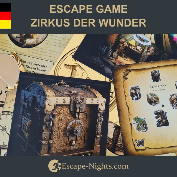 ESCAPE GAME auf Deutsch I Druckbarer Escape Raum I Zirkus der Wunder I Selbst druckbares Escape Abenteuer I PDF + App