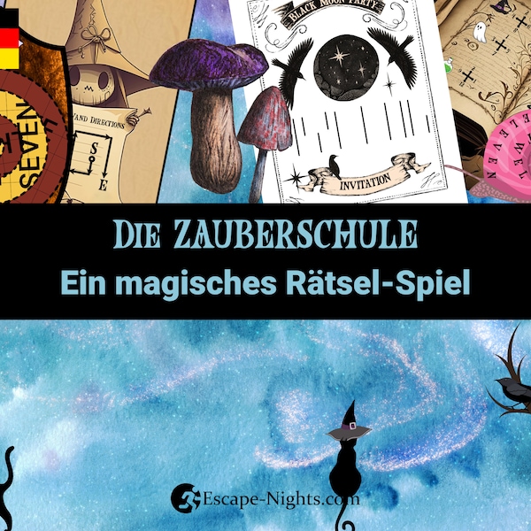 Escape Game auf Deutsch I ZAUBERSCHULE I Rätselspiel für die ganze Familie I Zauberhaftes Spiel I Selbst druckbares Escape Abenteuer I PDF