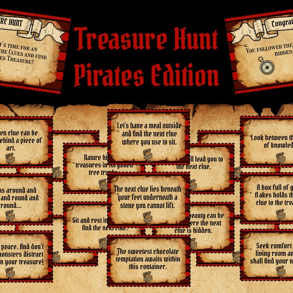 Treasure Hunt I Pirate Edition I Scavenger Hunt I Printable Birthday Game I Ideal for Kids, Teens, and Tweens I Download, Print, Play