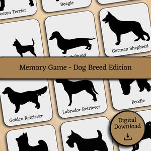 Memory Game for Children I Printable Learning Game I Preschool I Educational Homeschool Material I Digital Download I Dog Breeds