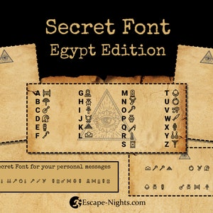 Escape Game Decoder Set, DIY Escape Room Secret Codes including a special Egypt Edition Font for your personal secret messages